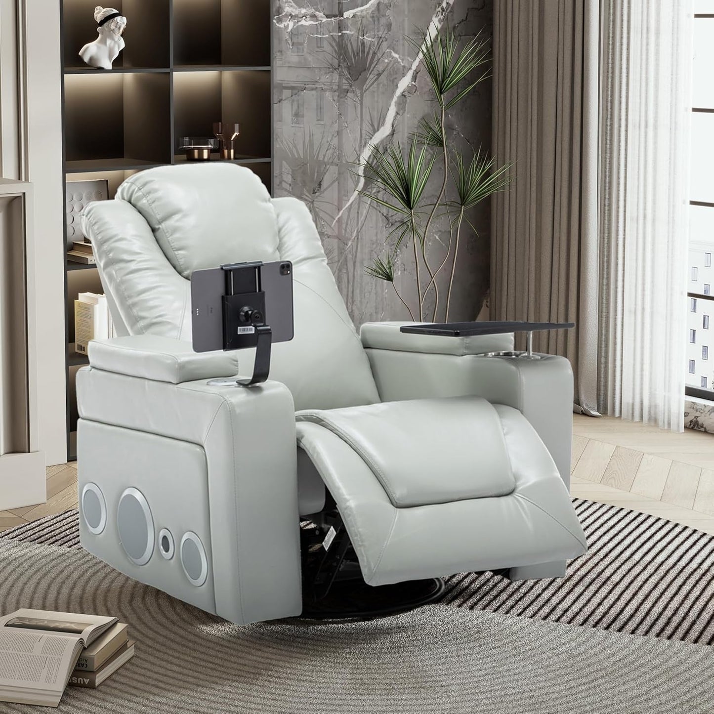 270 Degree Swivel PU Leather Power Recliner Individual Seat Home