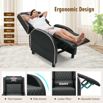 Massage Gaming Recliner Chair with Headrest and Adjustable Backrest