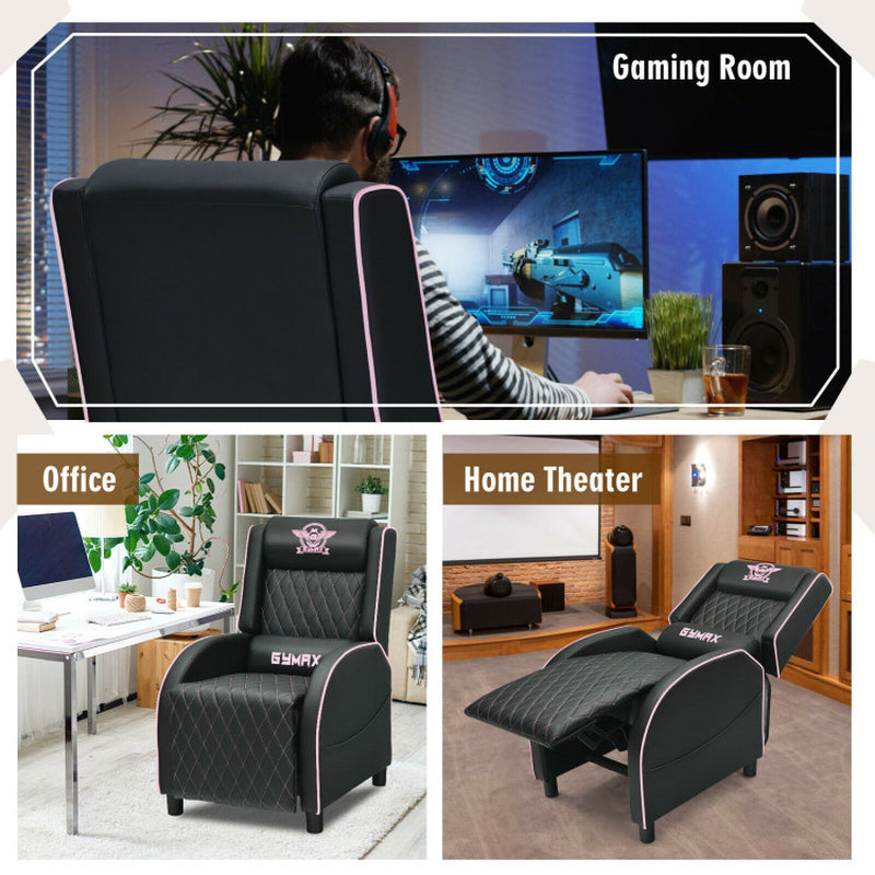 Massage Gaming Recliner Chair with Headrest and Adjustable Backrest