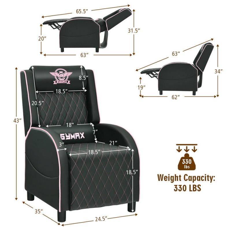 Massage Gaming Recliner Chair with Headrest and Adjustable Backrest